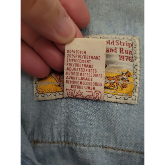 River Gold Vintage Western Shirt Men Medium Blue Denim Bull Pattern - Picture 4 of 10